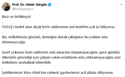 Savunma Sanayii Başkanı Görgün: Alçak terör saldırısının asıl hedefini çok iyi biliyoruz