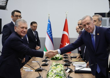 Cumhurbaşkanı Erdoğan, Özbek mevkidaşı Mirziyoyev ile bir araya geldi