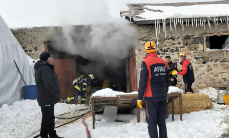 Erzurum'daki ahır yangınında 85 büyükbaş kurtarıldı